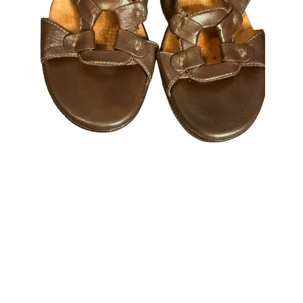 Clarks Brown Leather Heel Sandals Size 8.5M - Picture 9 of 11